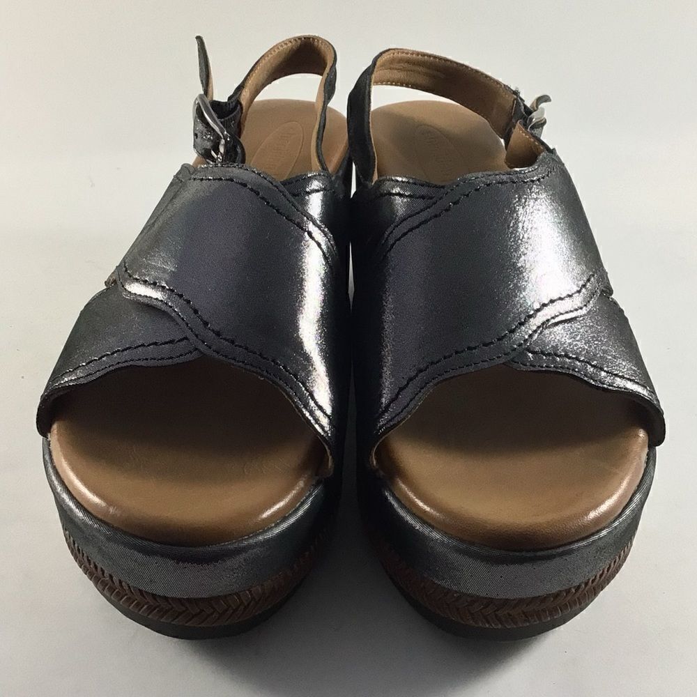 Sheridan Mia Metallic Black Platform Sandals - Picture 2 of 8